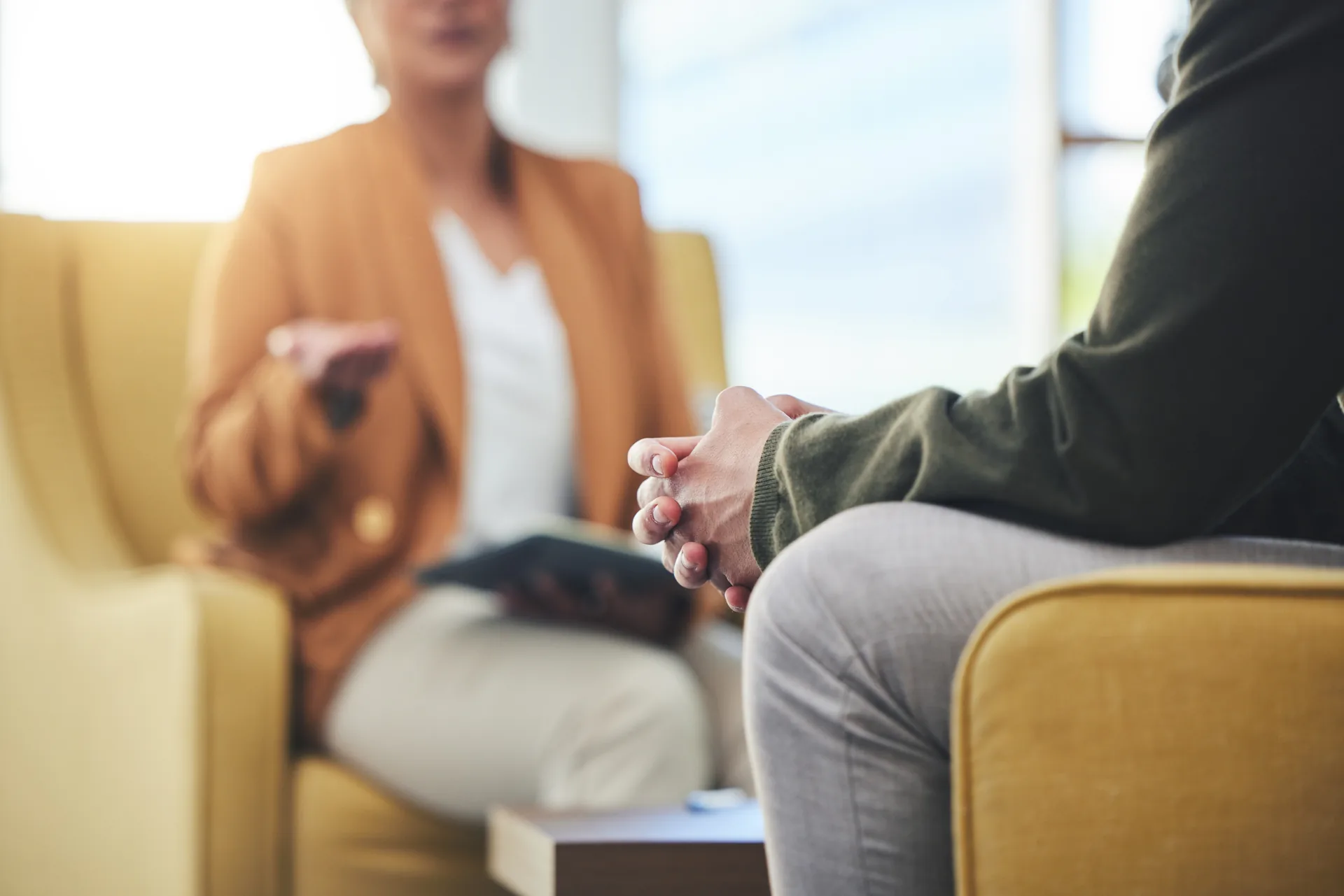 Warm counseling session in natural light